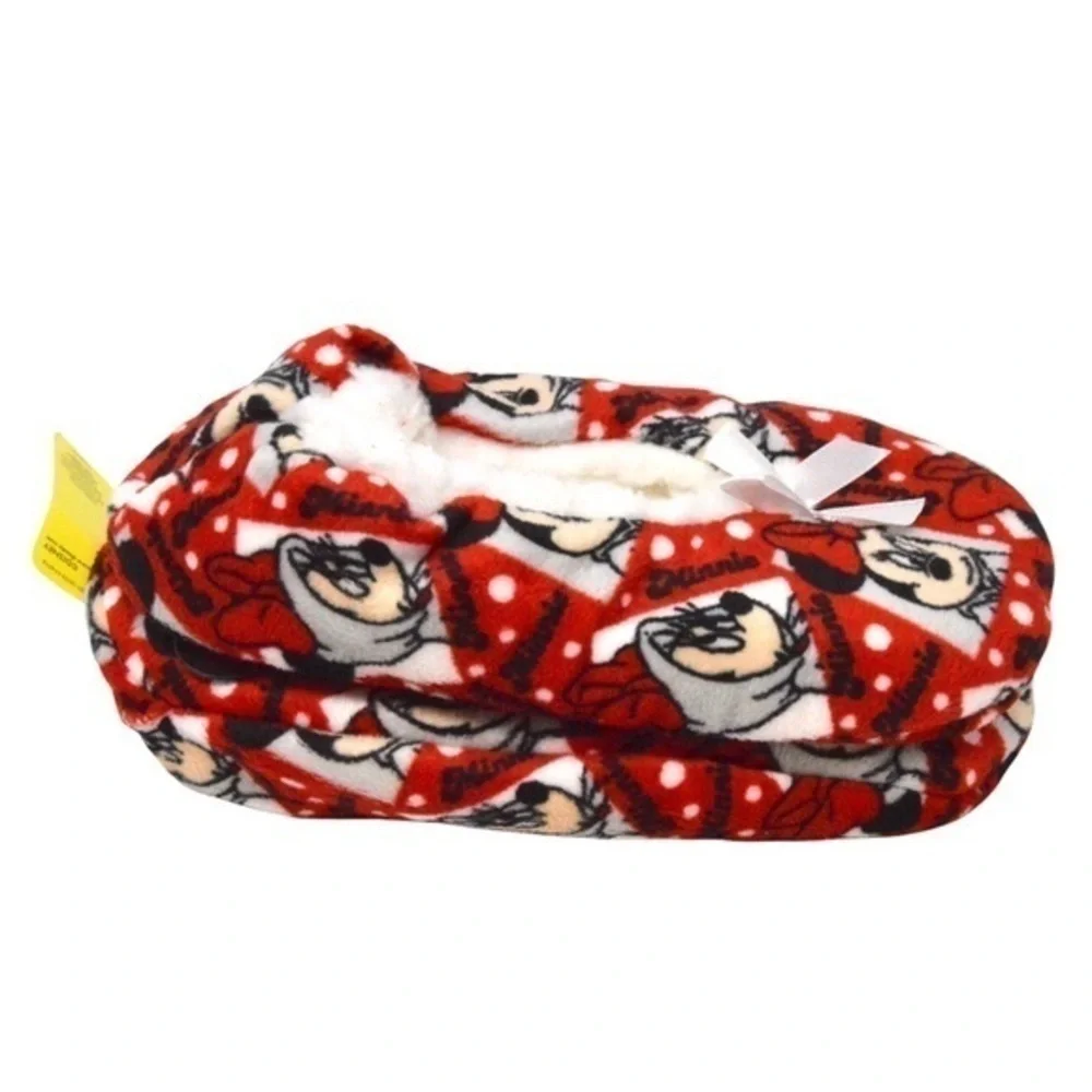 Disney Minnie Mouse Kids Plush‎ Slipper Socks, S/M Sizes 8-13